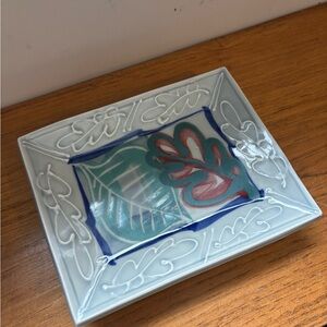 Beautiful Signed Peter S MacDougall Pottery Ceramic Tray Studio Art Leaf Design